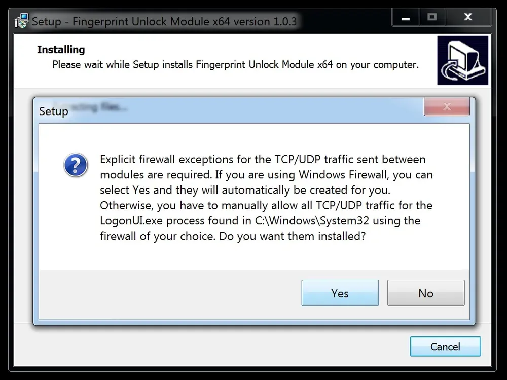 Cấp quyền truy cập tường lửa cho phần mềm nhận diện vân tay để tăng cường bảo mật máy tính