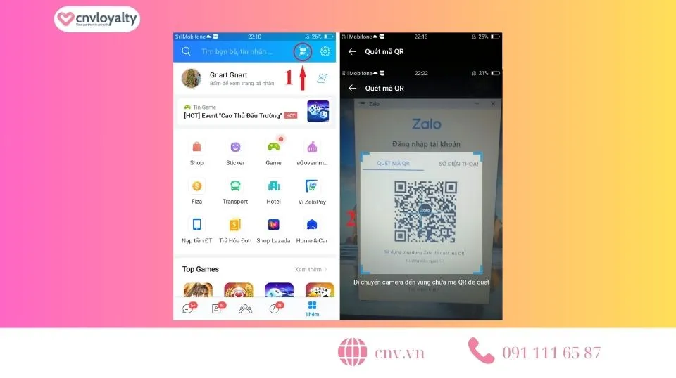 Sử dụng Zalo trên điện thoại để quét mã QR