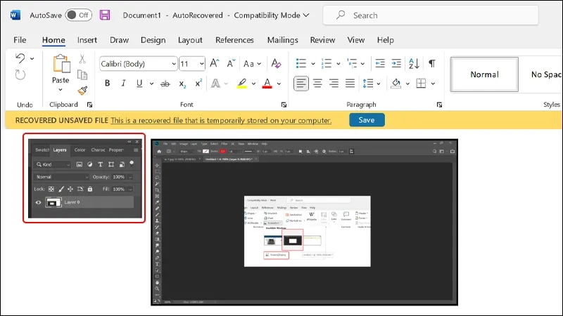 Hình ảnh minh họa kết quả sau khi chụp và chèn ảnh màn hình trực tiếp vào tài liệu Word, sẵn sàng để chỉnh sửa.