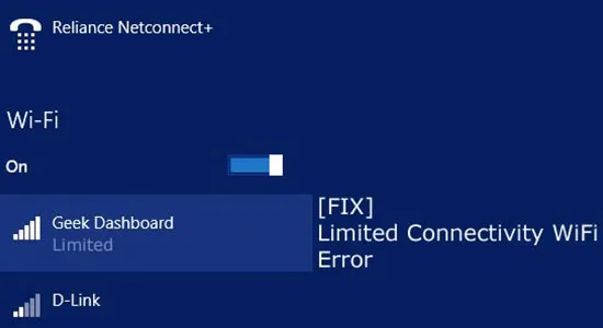 Biểu tượng Wi-Fi bị Limited Access hình tam giác màu vàng