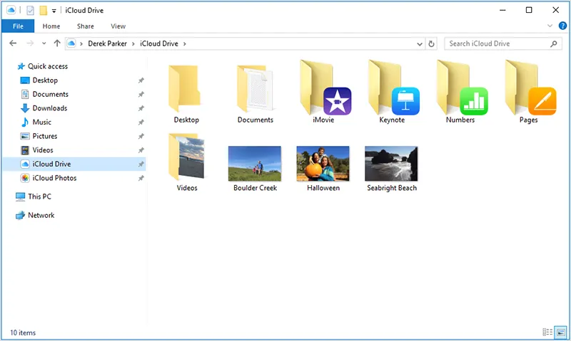 Thư mục iCloud Drive trong File Explorer, nơi truy cập các tệp tài liệu
