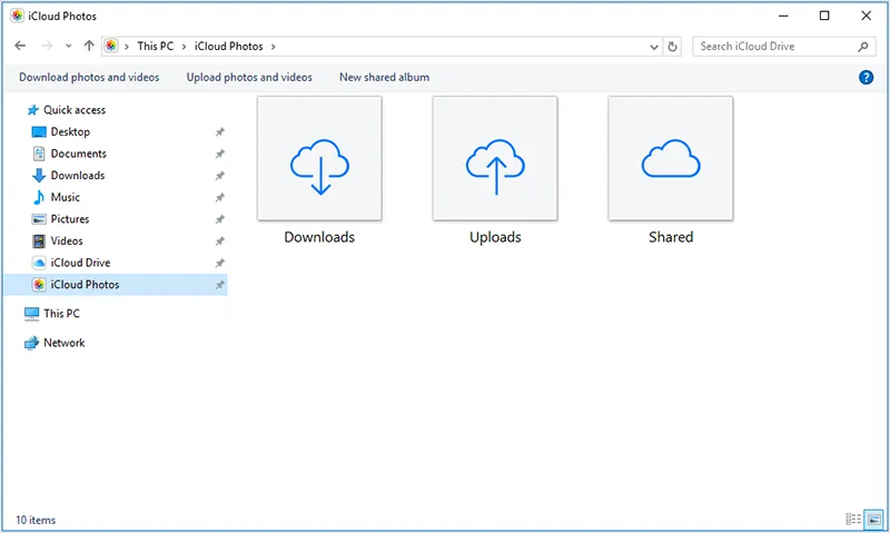 Thư mục iCloud Photos trong File Explorer hiển thị cách sử dụng iCloud trên máy tính để quản lý ảnh