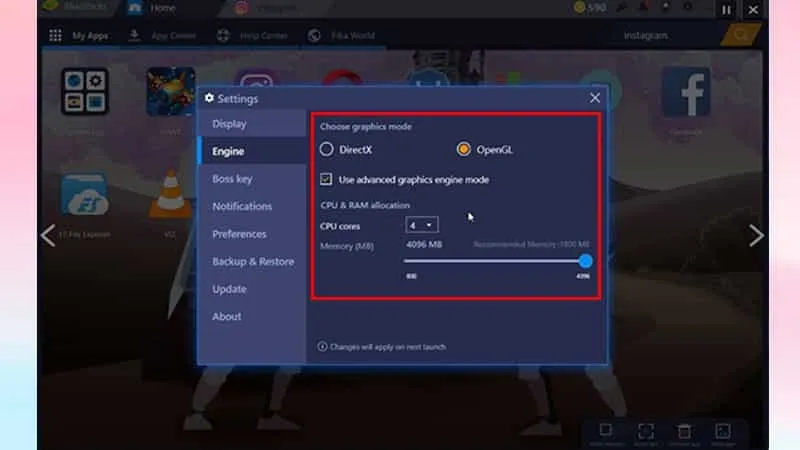 Màn hình giả lập BlueStacks để sử dụng Instagram và xem tin nhắn