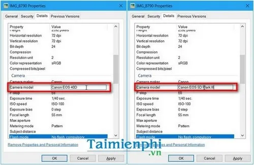 Giao diện chỉnh sửa thủ công các trường siêu dữ liệu của hình ảnh trên máy tính