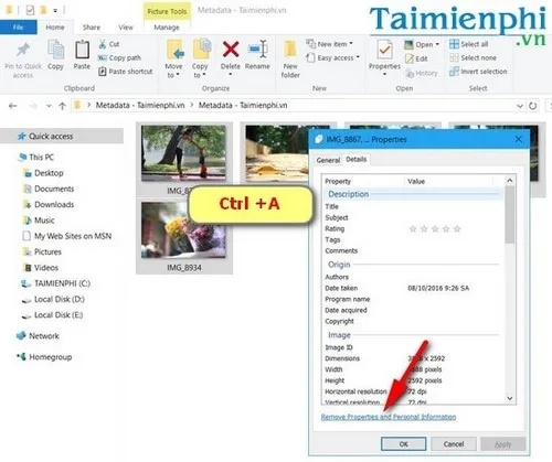 Thực hiện xóa metadata hàng loạt bằng cách chọn nhiều file ảnh cùng lúc