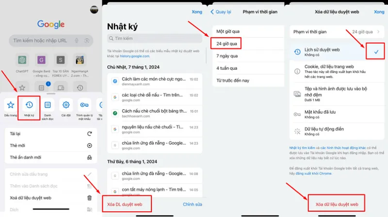 Giao diện lựa chọn phạm vi thời gian khi thực hiện cách xoá tìm kiếm google trên máy tính qua Chrome