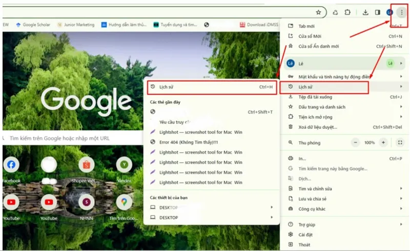 Thao tác xóa từng mục dữ liệu cụ thể trong lịch sử duyệt web Chrome trên máy tính