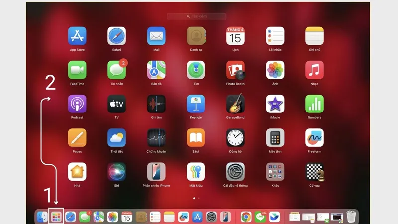 xoa ứng dụng trên máy tính macbook bằng launchpad