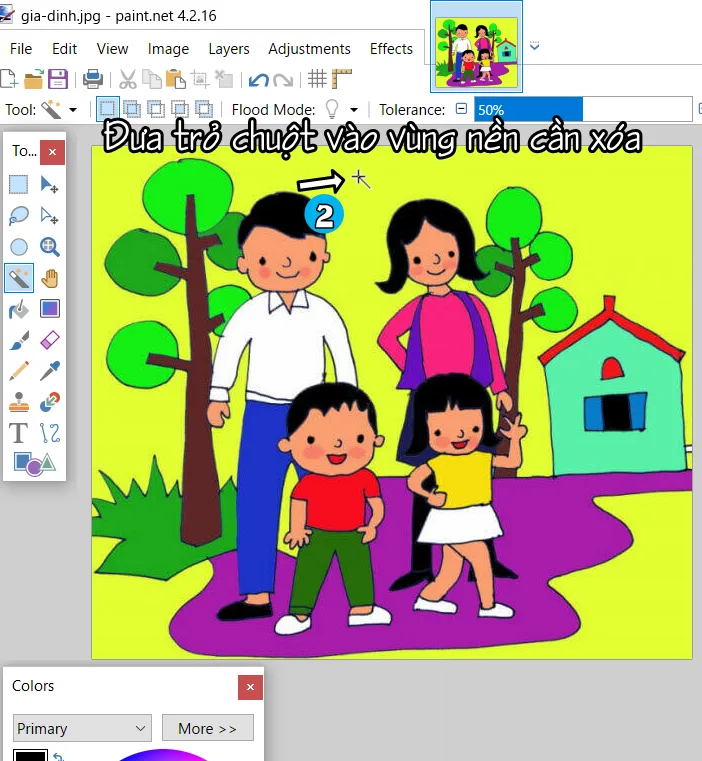 Con trỏ chuột hình cây đũa phép đang đặt trên nền ảnh