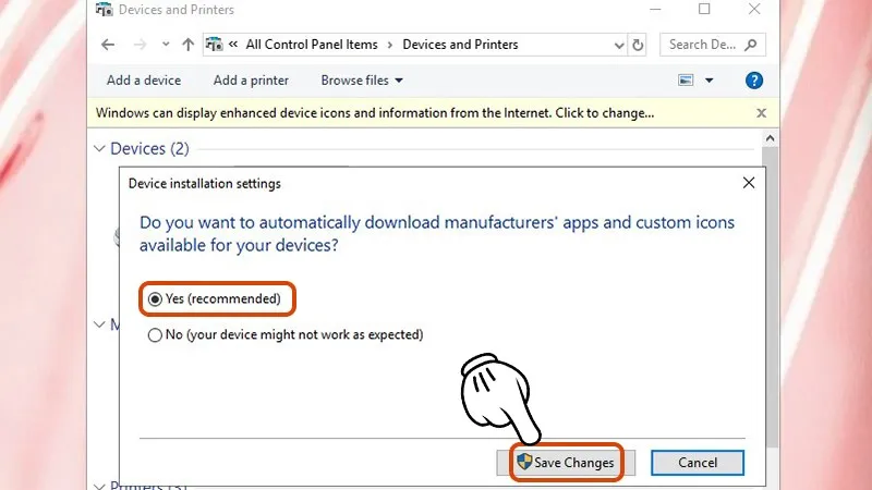 Thiết lập tùy chọn Yes do this automatically để bật cập nhật driver tự động