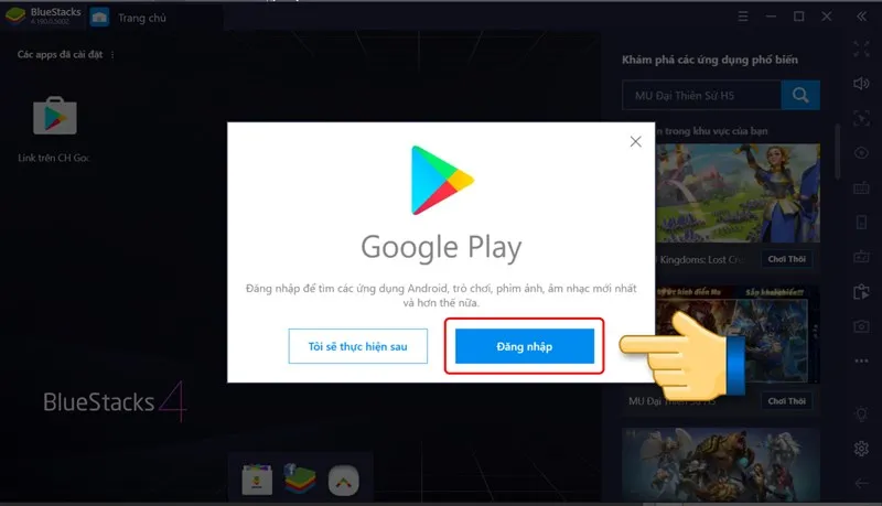 Màn hình yêu cầu đăng nhập tài khoản Google Play để bắt đầu tải game Candy Crush Saga
