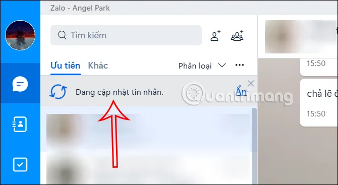 Cập nhật tin nhắn Zalo máy tính