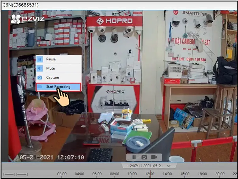 Nhấp chuột phải vào màn hình chọn Start Recording để ghi âm