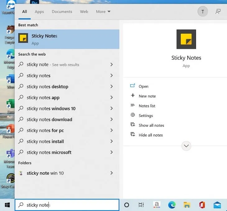 Cách mở phần Sticky Notes trên máy có 3 cách