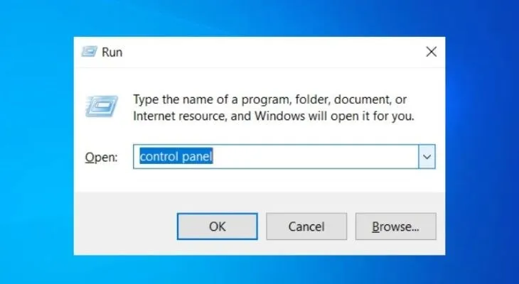 Sau khi đã nhập Control Panel và ô tìm kiếm, người dùng nhấn OK để mở cửa sổ để tinh chỉnh chuột khi nối 2 màn hình máy tính