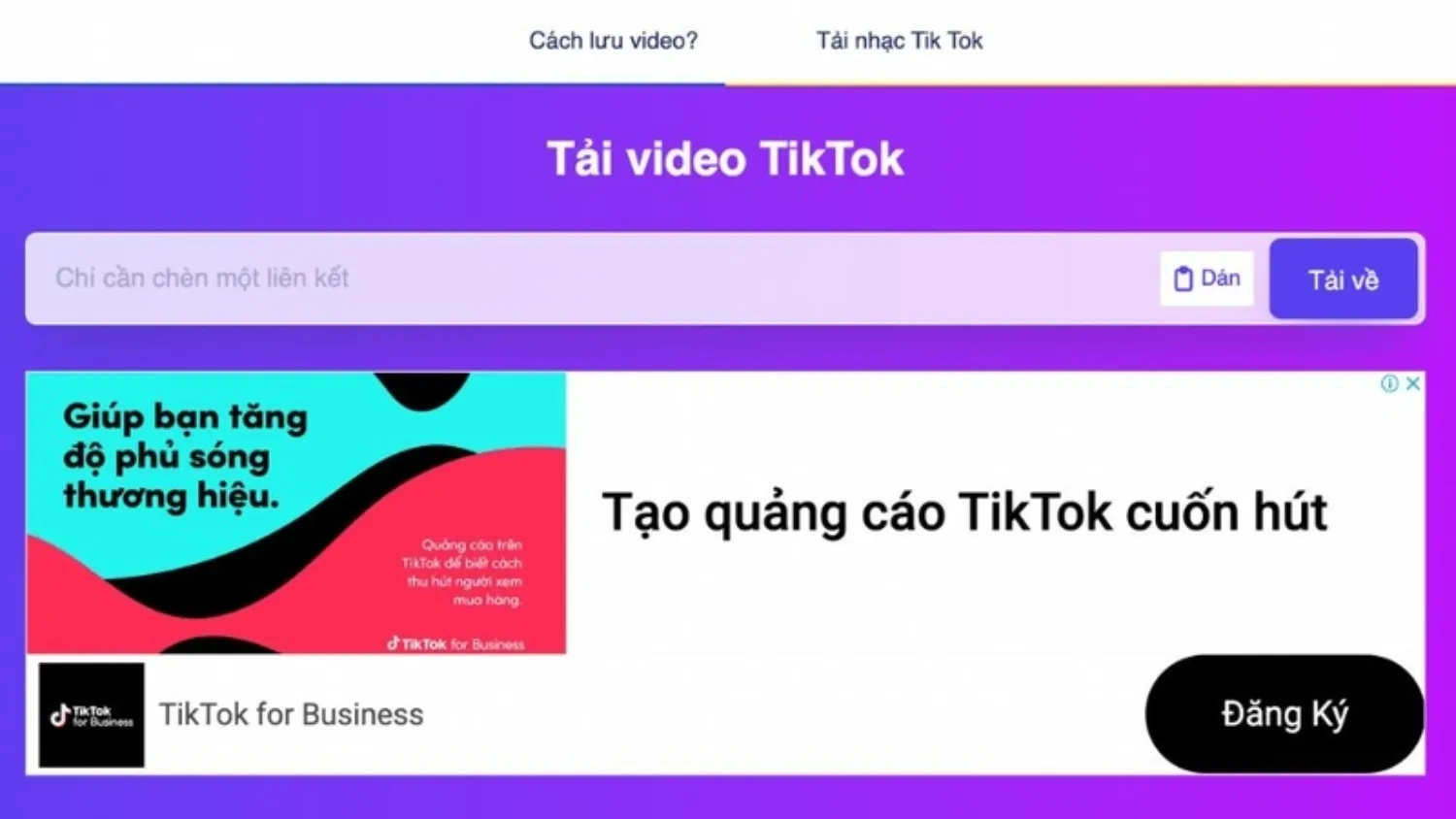 Truy cập vào trang web SSSTik.io để tải nhạc TikTok