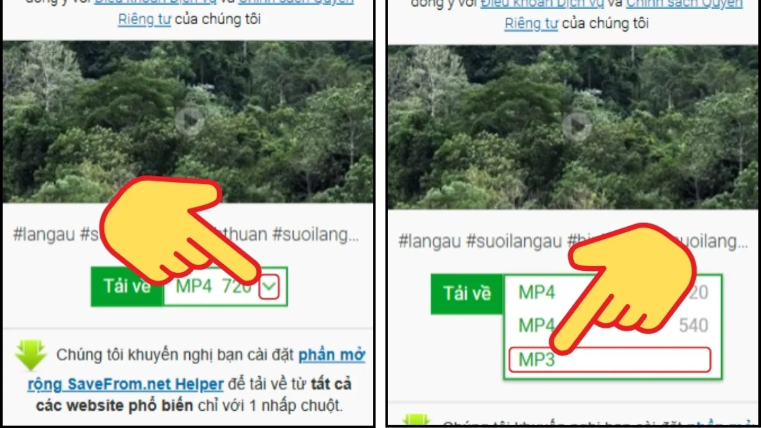 Chọn định dạng tải về, chuyển video TikTok thành âm thanh MP3