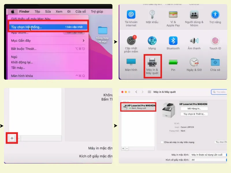 Kết nối máy in HP với laptop qua Wi-Fi trên MacOS