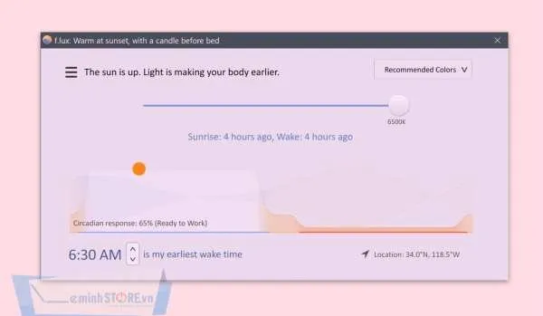 Giao diện f.lux thay đổi nhiệt độ màu màn hình