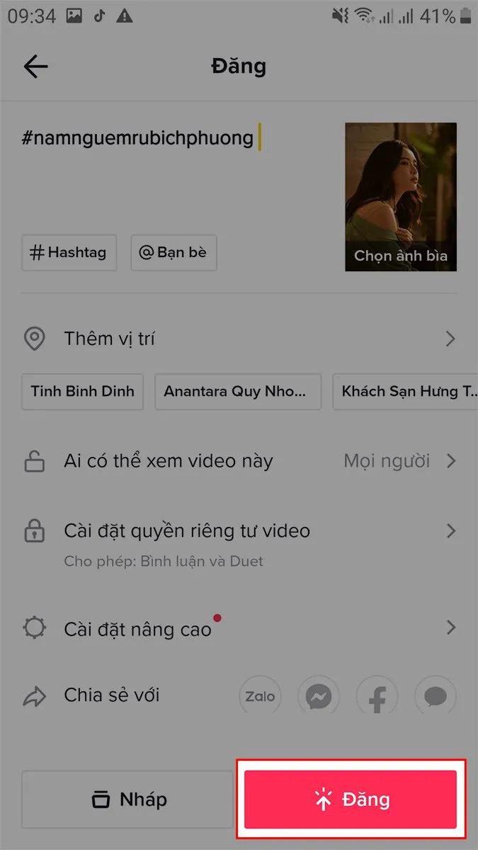 Giao diện Đăng để chia sẻ video ảnh lên TikTok