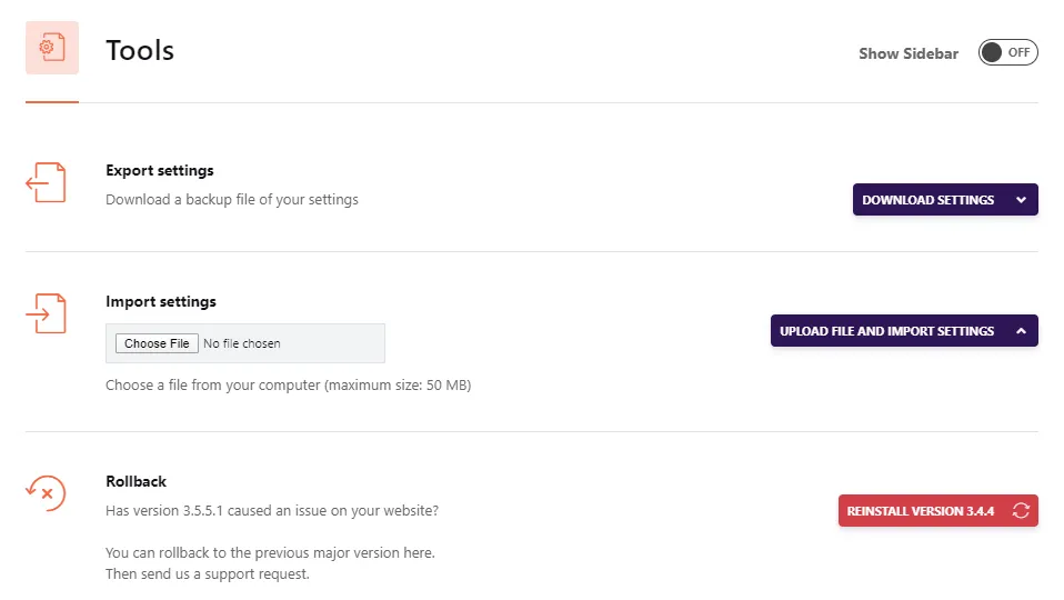 Tối ưu công cụ khác (Tools) để quản lý cài đặt WP Rocket
