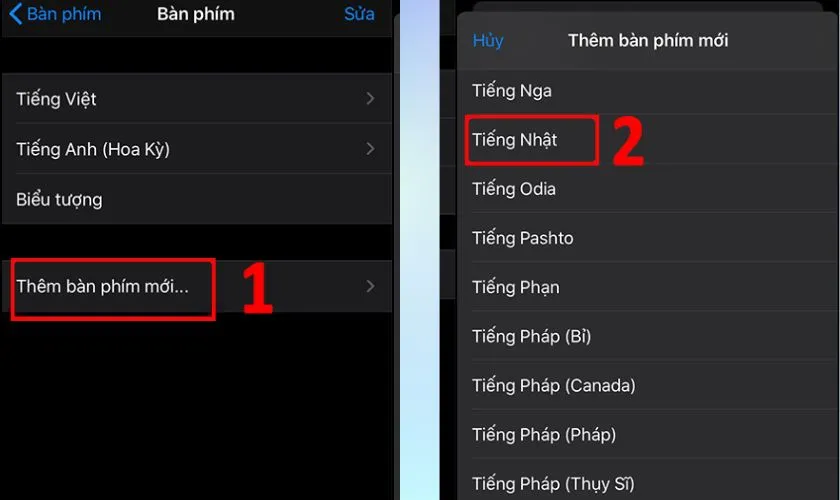 Chọn Thêm bàn phím mới, sau đó bạn lướt tìm và chọn Tiếng Nhật