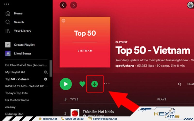 Nút tải xuống chuyển sang màu xanh khi toàn bộ nhạc đã được tải xong
