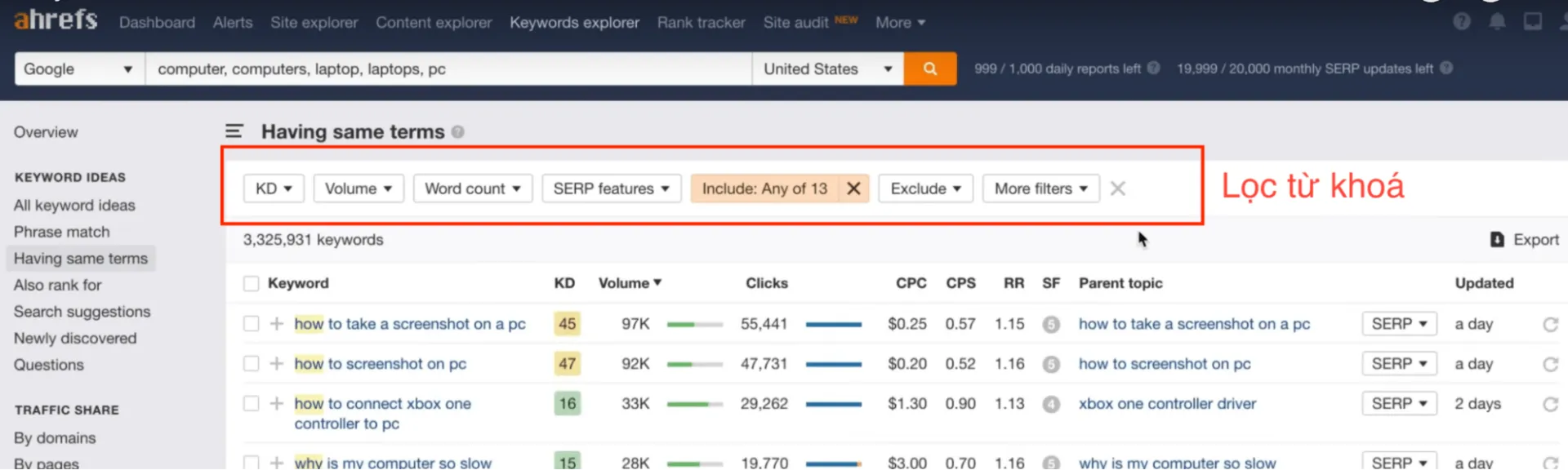 Bộ lọc từ khoá cực thông minh của Ahref, công cụ nghiên cứu từ khóa mạnh mẽ
