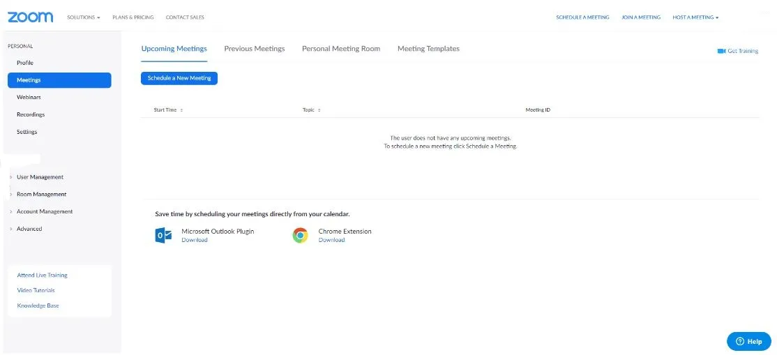 Giao diện chính của ứng dụng Zoom sau khi đăng nhập thành công
