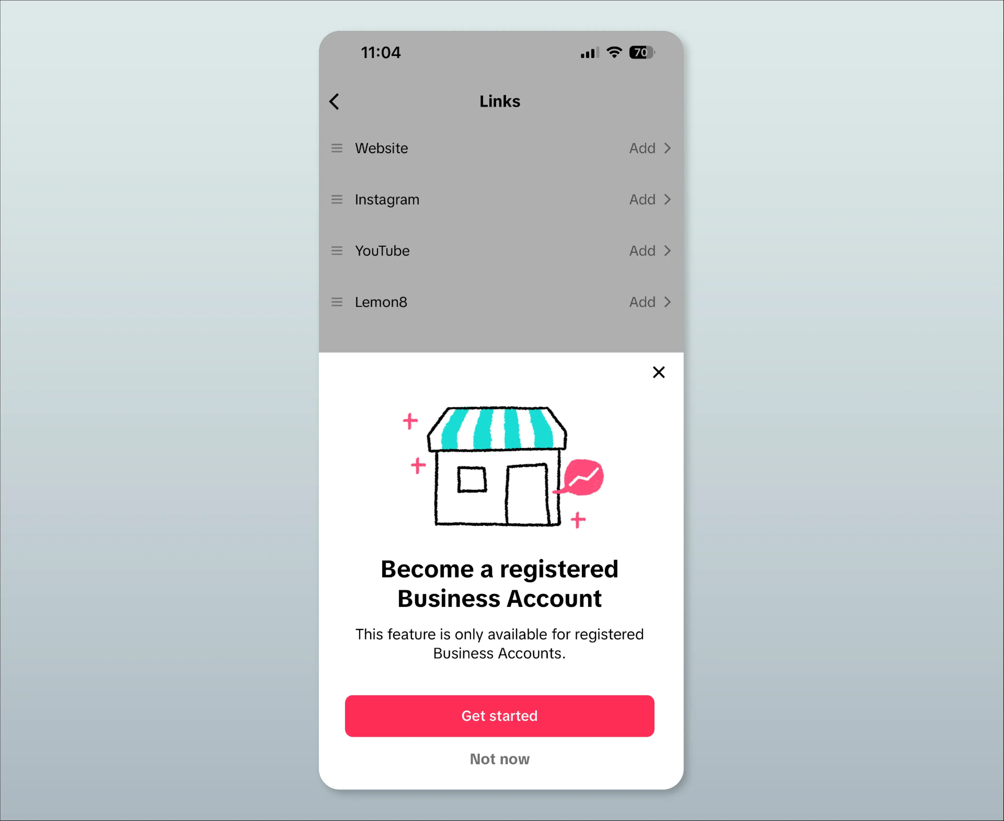 TikTok lets users add links if they register their business.