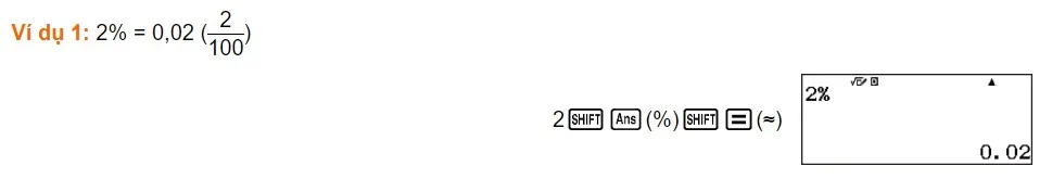 Cách bấm dấu phần trăm % trên máy tính Casio 580