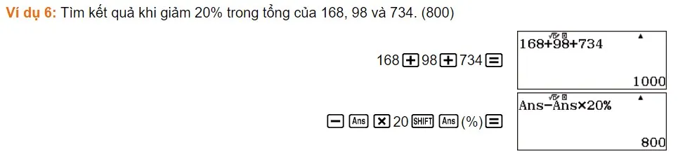 Cách tính giá trị theo phần trăm tăng/giảm của biểu thức