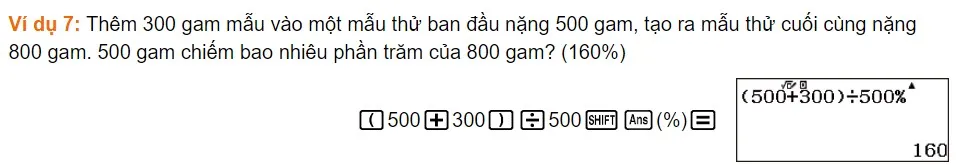 Cách tính tỷ lệ phần trăm bằng máy tính Casio 580