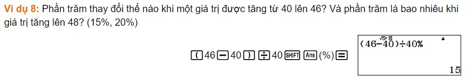Cách tính phần trăm thay đổi bằng máy tính FX 580VNX