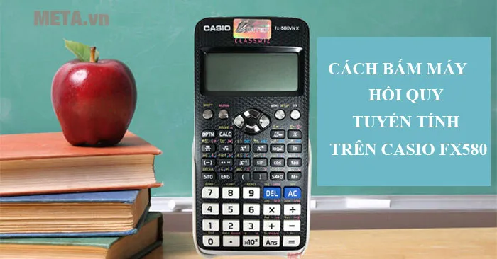 Màn hình máy tính Casio FX 580VNX hiển thị chế độ thống kê để thực hiện cách bấm máy tính hồi quy tuyến tính