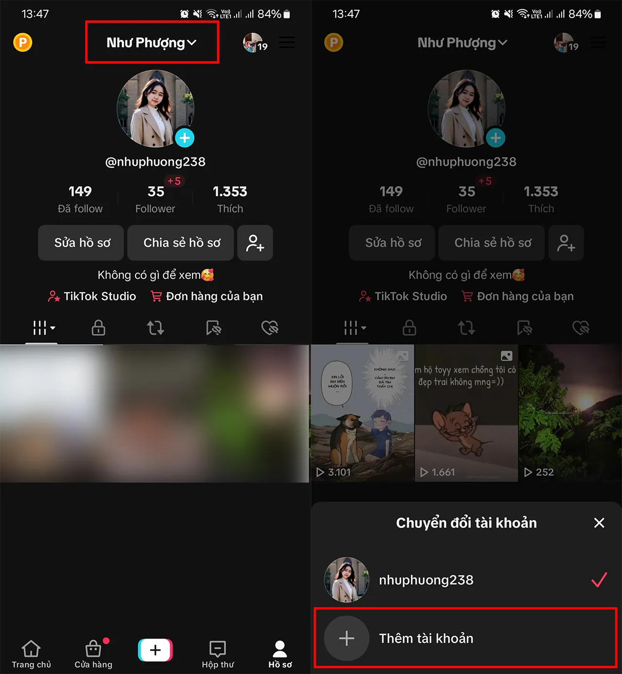 Cách Bình Luận Ảnh Trên TikTok: Thêm tài khoản mới trên ứng dụng