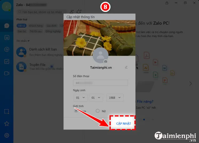 tao tai khoan Zalo tren PC