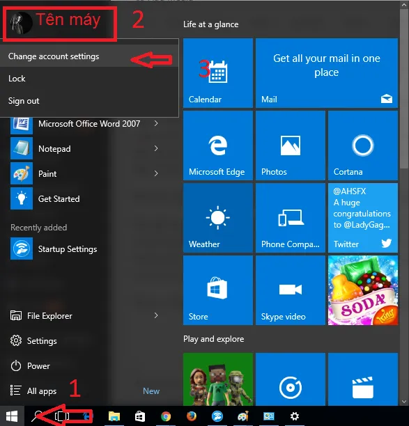 Giao diện tùy chọn đăng nhập (Sign-in options) để thiết lập cách để đặt mật khẩu cho máy tính Windows 10