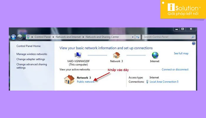 Cửa sổ thay đổi thiết lập mạng