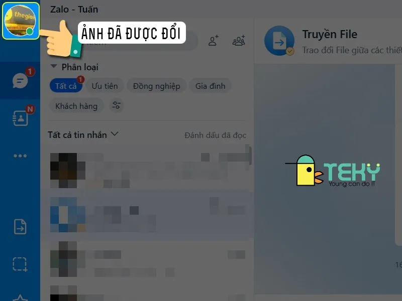 Nhấn Cập nhật để lưu thay đổi ảnh đại diện Zalo