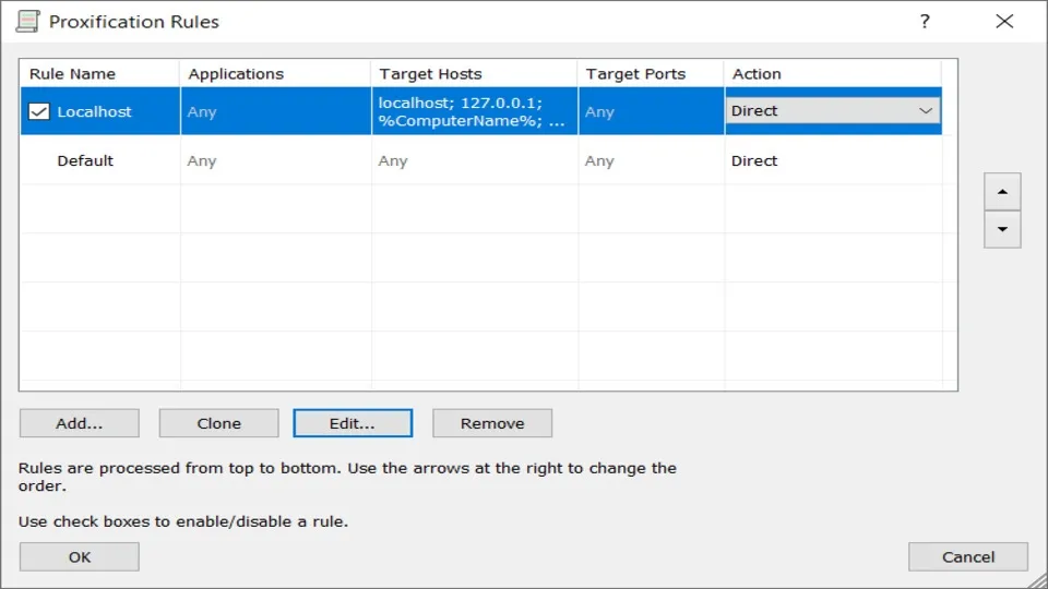 Thay Direct thành Proxy của Sock cần dùng