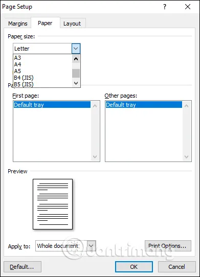 Chọn hướng giấy