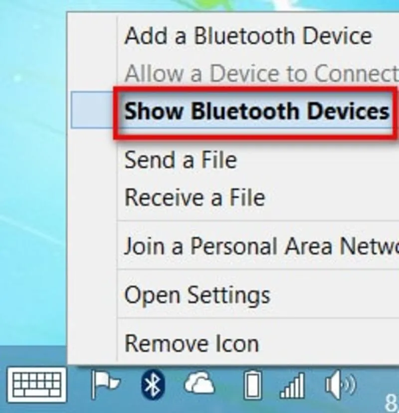 Chọn Show Bluetooth Devices