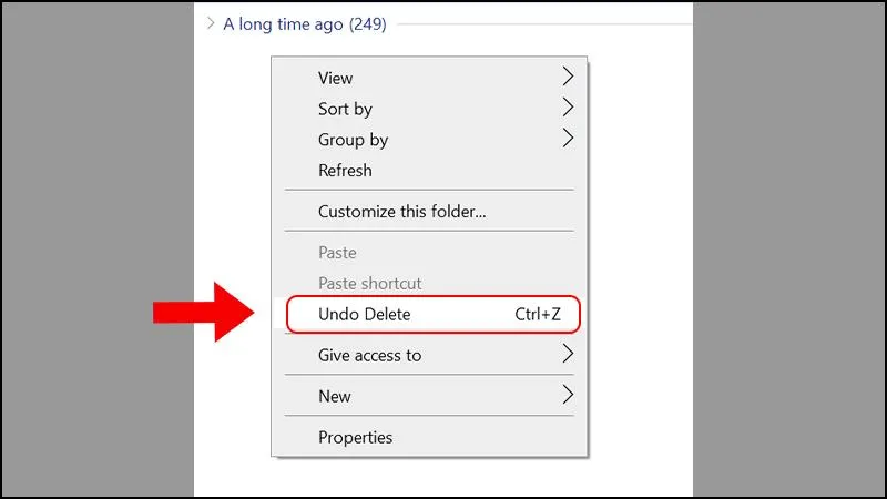 Cách khôi phục file đã xóa trên máy tính bằng phím tắt Ctrl Z