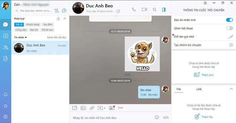 Thiết lập khôi phục và sao lưu tin nhắn zalo
