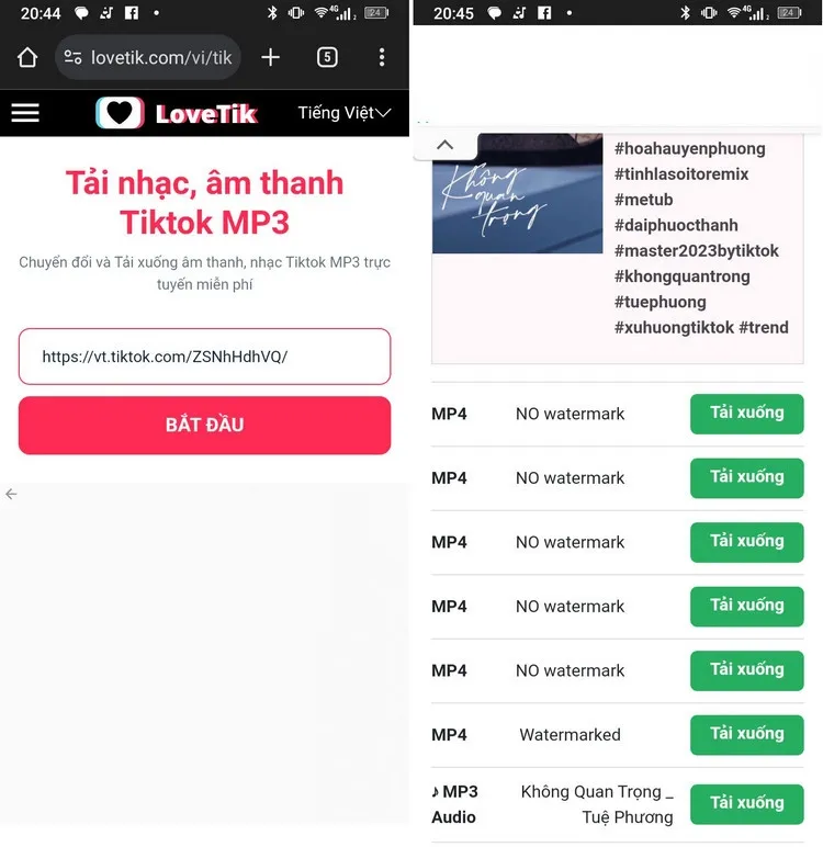 Sử dụng Lovetik hoặc Tiksave