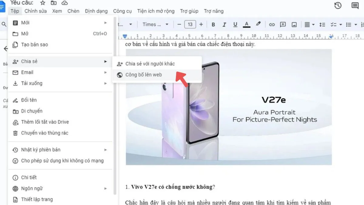 Truy cập Tệp, Chia sẻ và Công bố lên web để trích xuất ảnh từ Google Docs bước 1