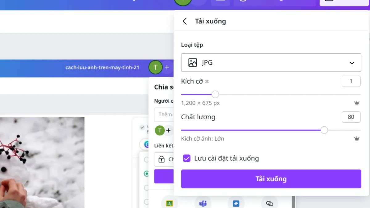 Lựa chọn loại tệp muốn tải xuống từ Canva bước 2
