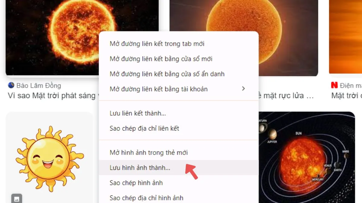 Thao tác nhấp chuột phải và chọn Lưu hình ảnh thành trong Google Image bước 2