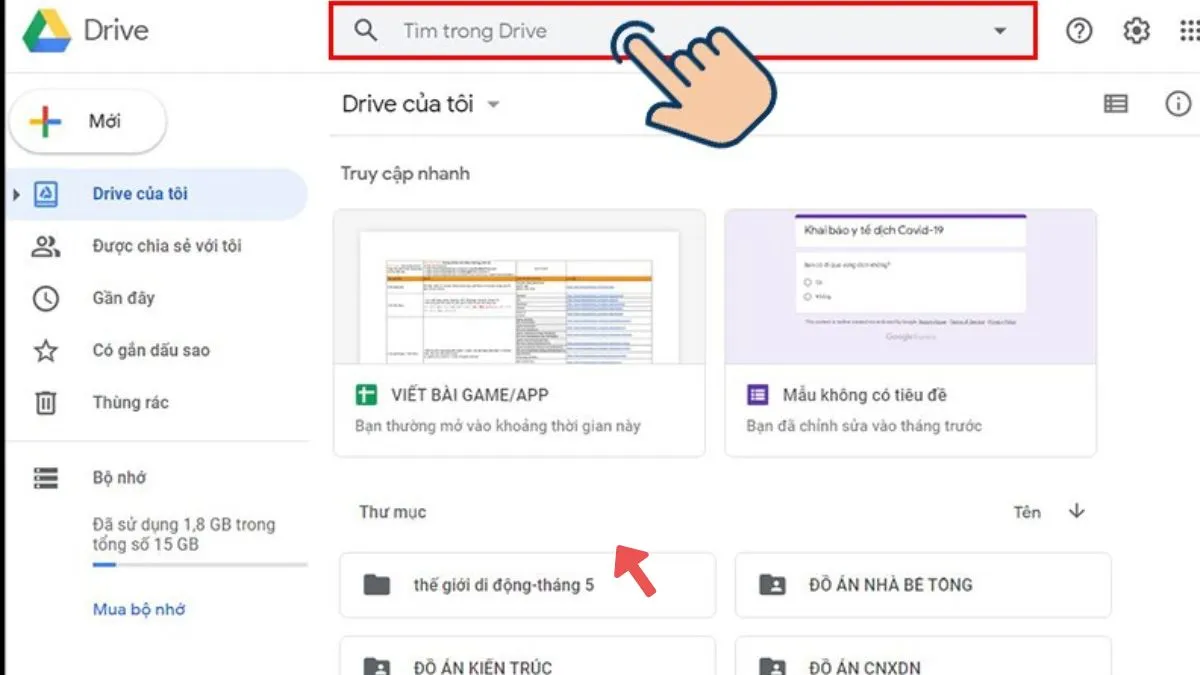 Giao diện Google Drive và cách lưu ảnh trên máy tính từ Google Drive bước 1
